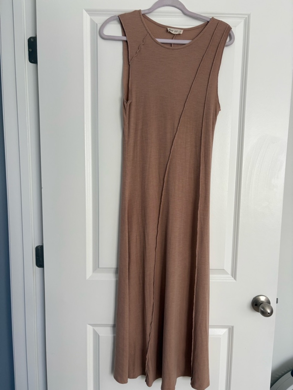 a new day Sleeveless Ribbed Maxi Dress in Taupe Brown